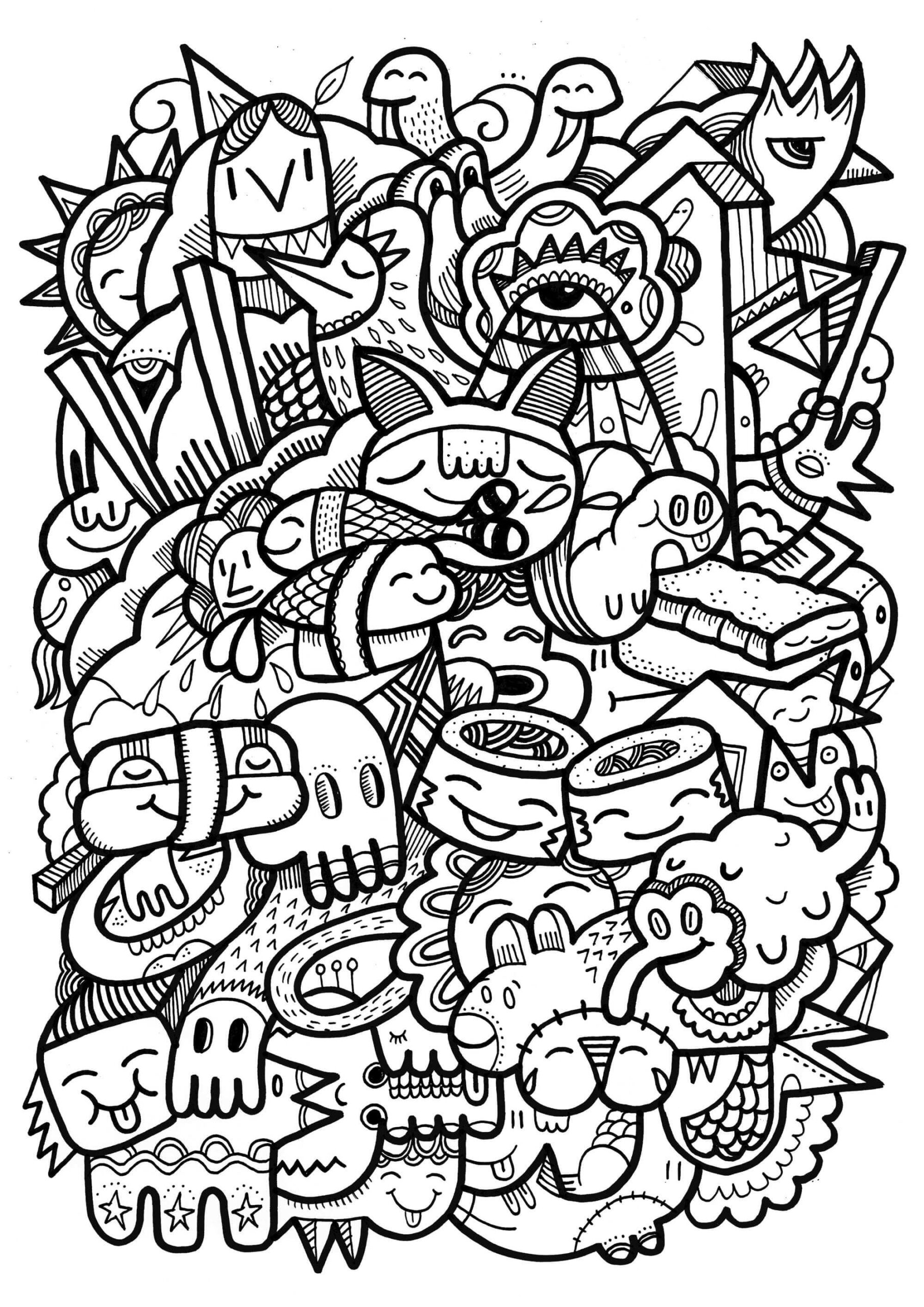 Very plex graffiti with many details coloring page