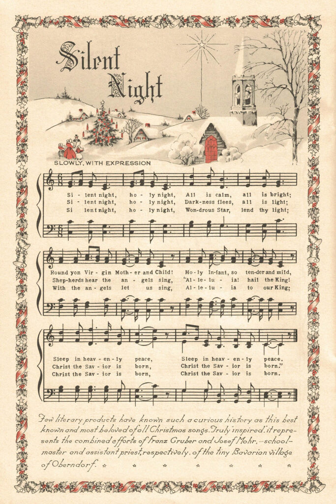 Free printable vintage color illustration christmas carols