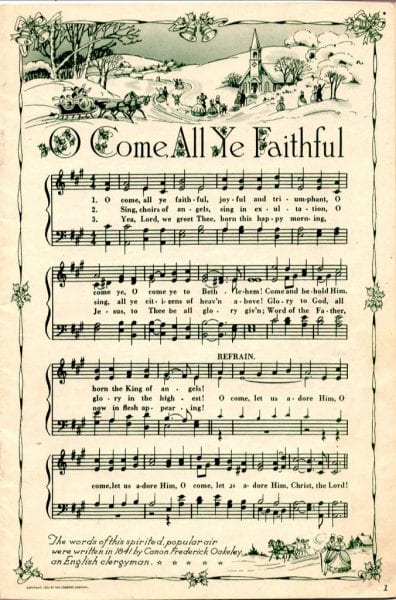 Vintage christmas sheet music to print