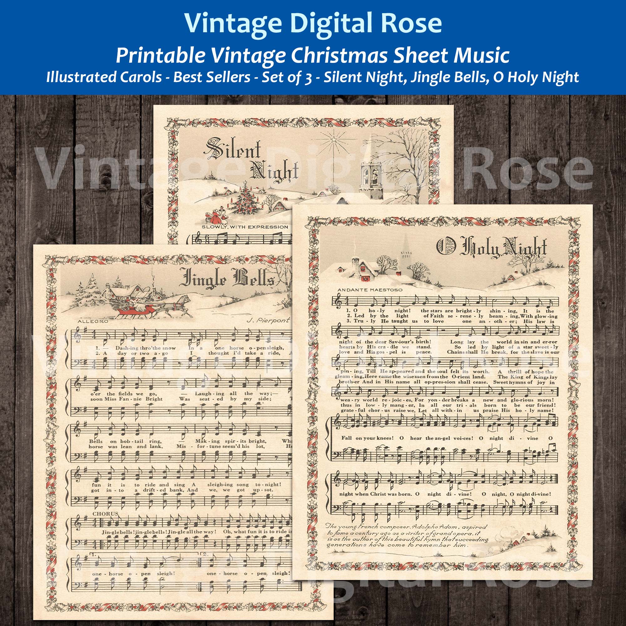 Printable vintage christmas carols color illustrations best sellers to â