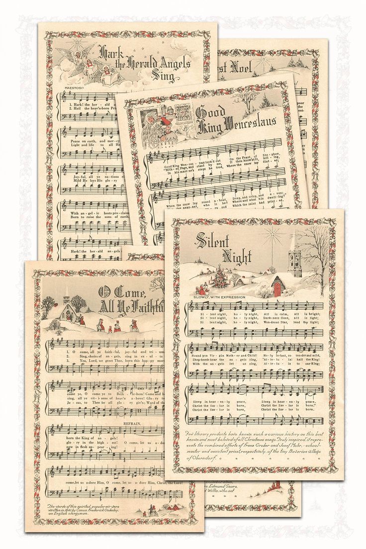 Free printable vintage color illustration christmas carols