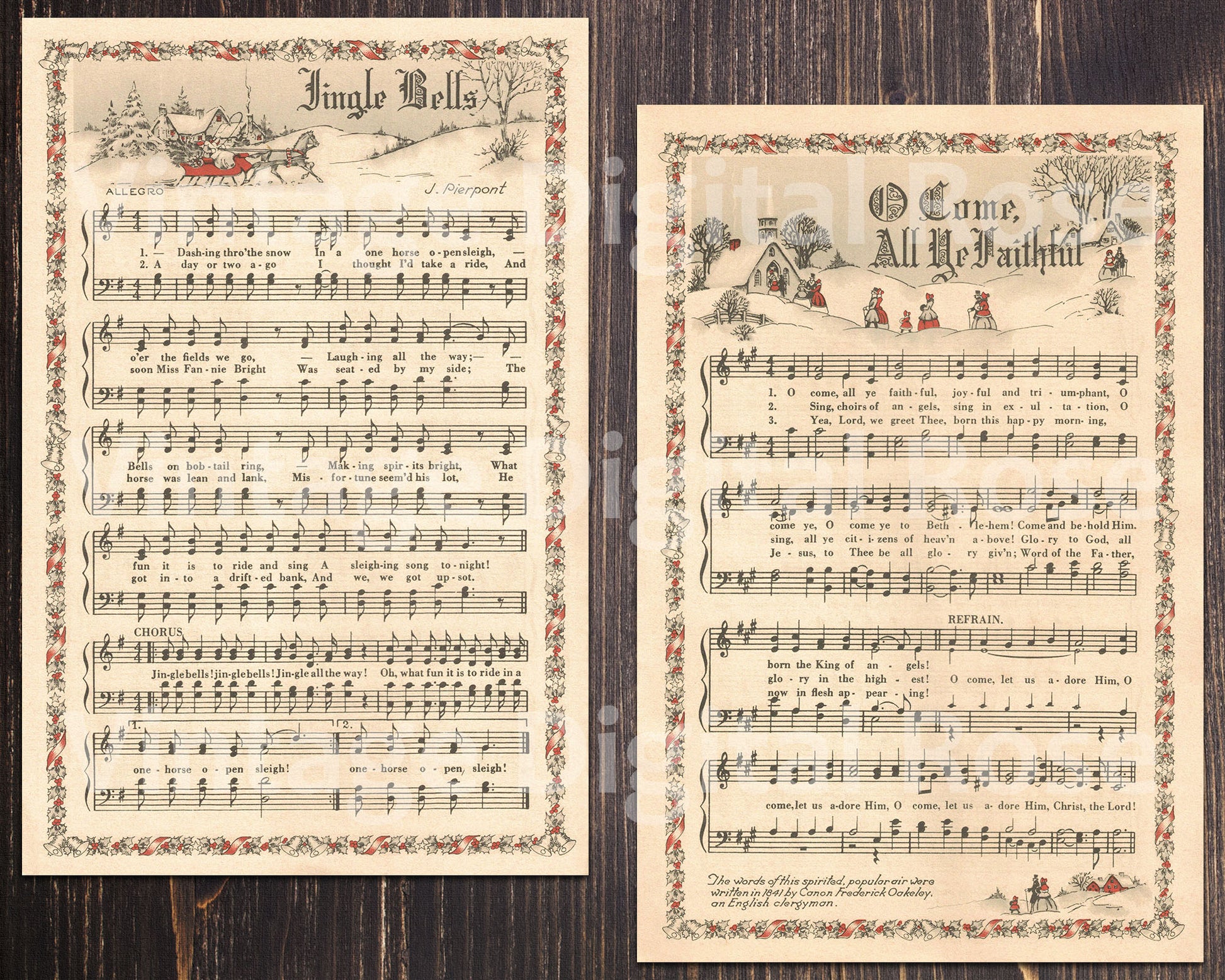 Printable vintage christmas carols color illustrations best sellers to â