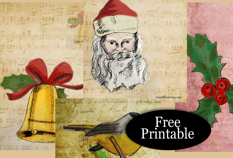 Free printable vintage christmas junk journal stationery