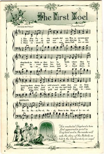 Vintage christmas sheet music to print