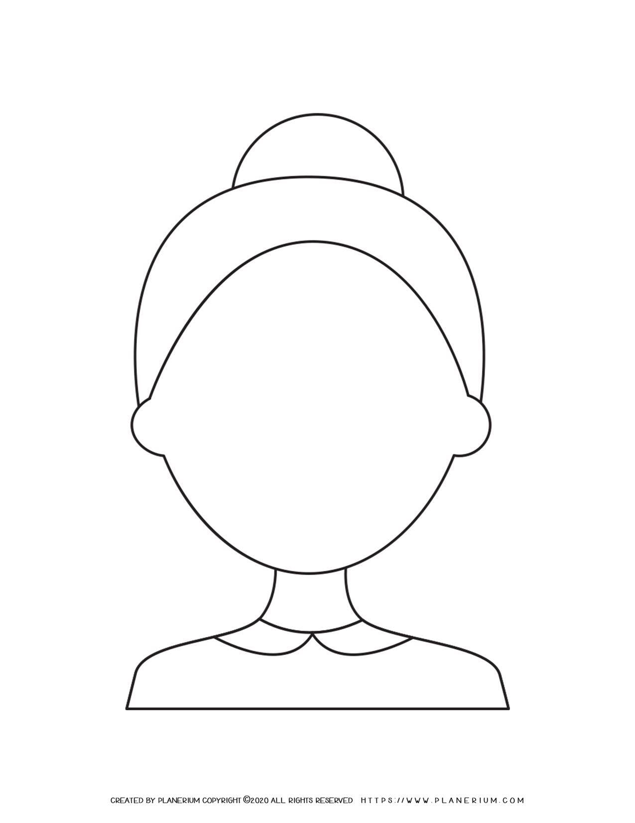 Old woman face outline coloring page