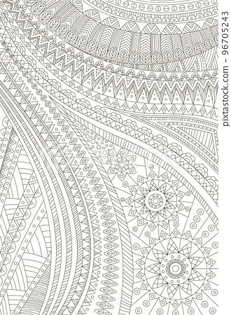 Abstract coloring page with tribal ornaments