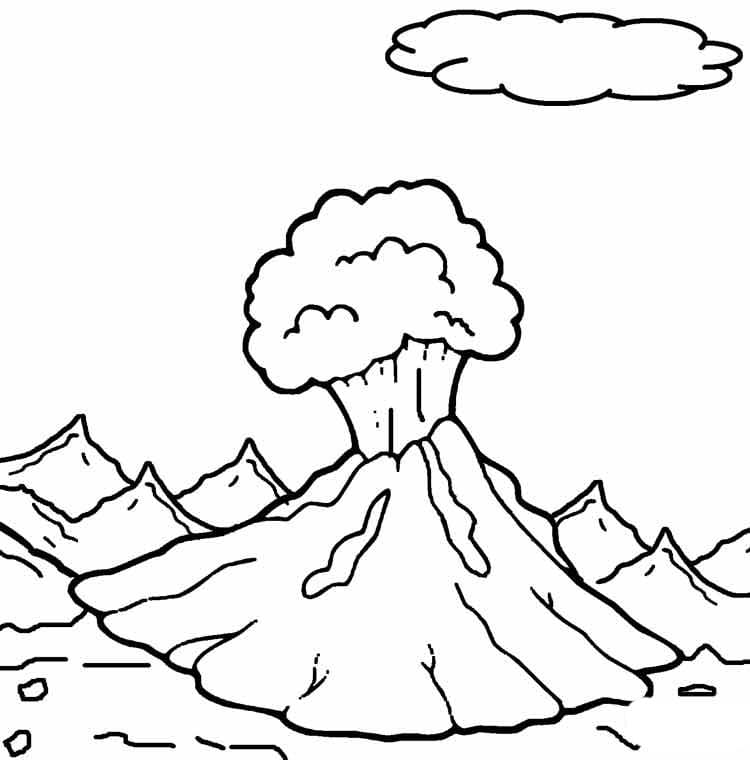 Free printable volcano image coloring page