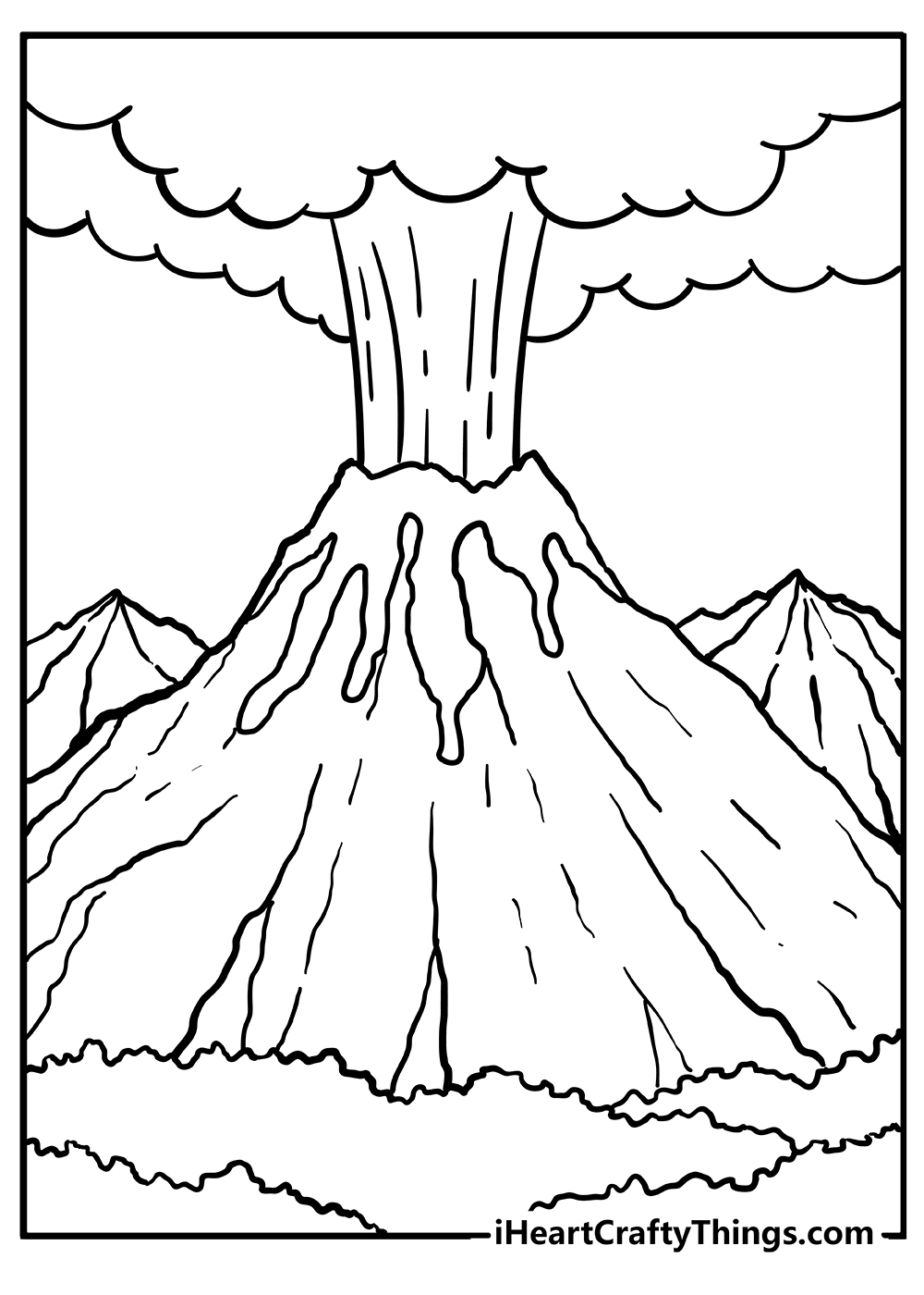 Volcano coloring pages free printables