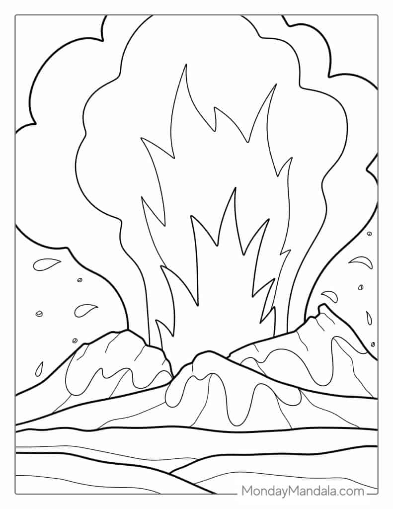 Volcano coloring pages free pdf printables