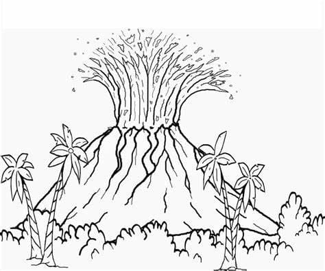 Printable volcano image coloring page