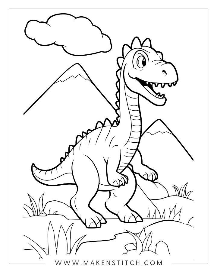 Coloring pages dinosaur theme for kids and adults