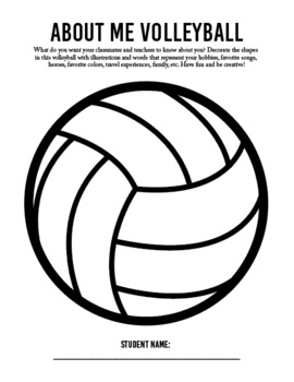 All about me volleyball coloring sheet printable identity activity