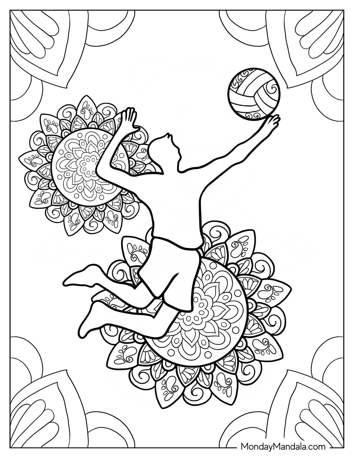 Volleyball coloring pages free pdf printables