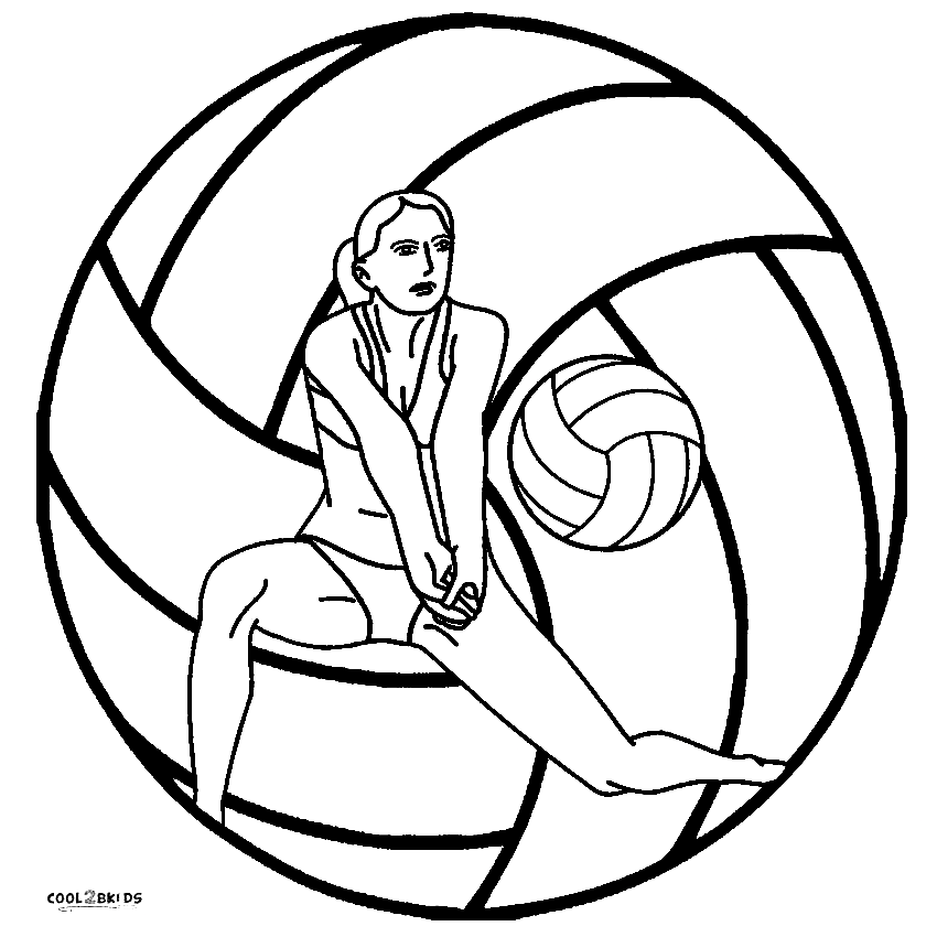 Printable volleyball coloring page