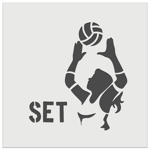 Volleyball woman set sports move wall cookie diy craft reusable stencil