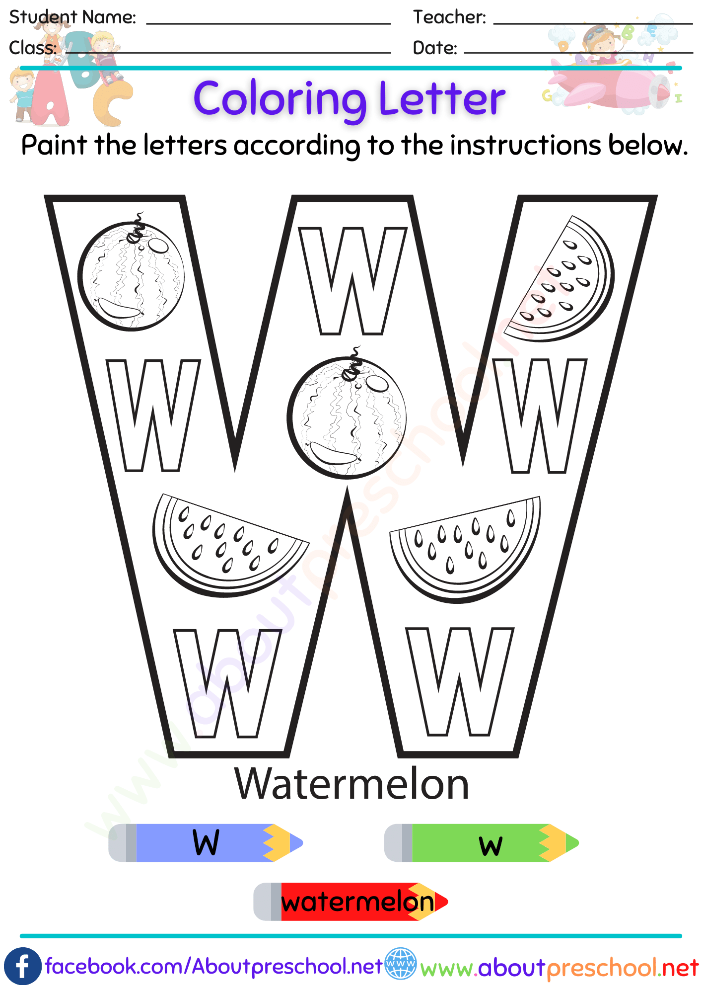 Letter w coloring pages printable archives