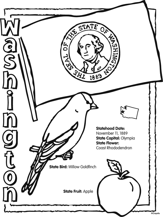 State of washington free coloring page