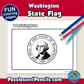 Washington symbols coloring pages with map and state flag state symbols