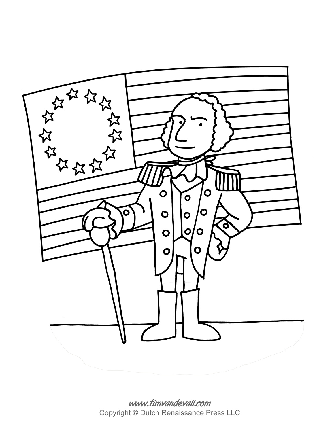 George washington coloring page â tims printables