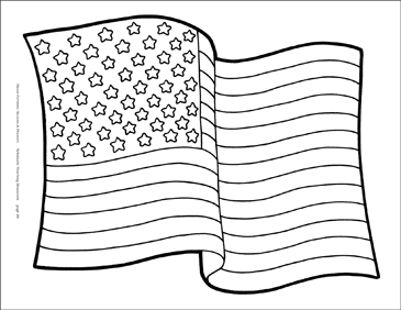 Waving american flag bw reproducible pattern printable coloring pages