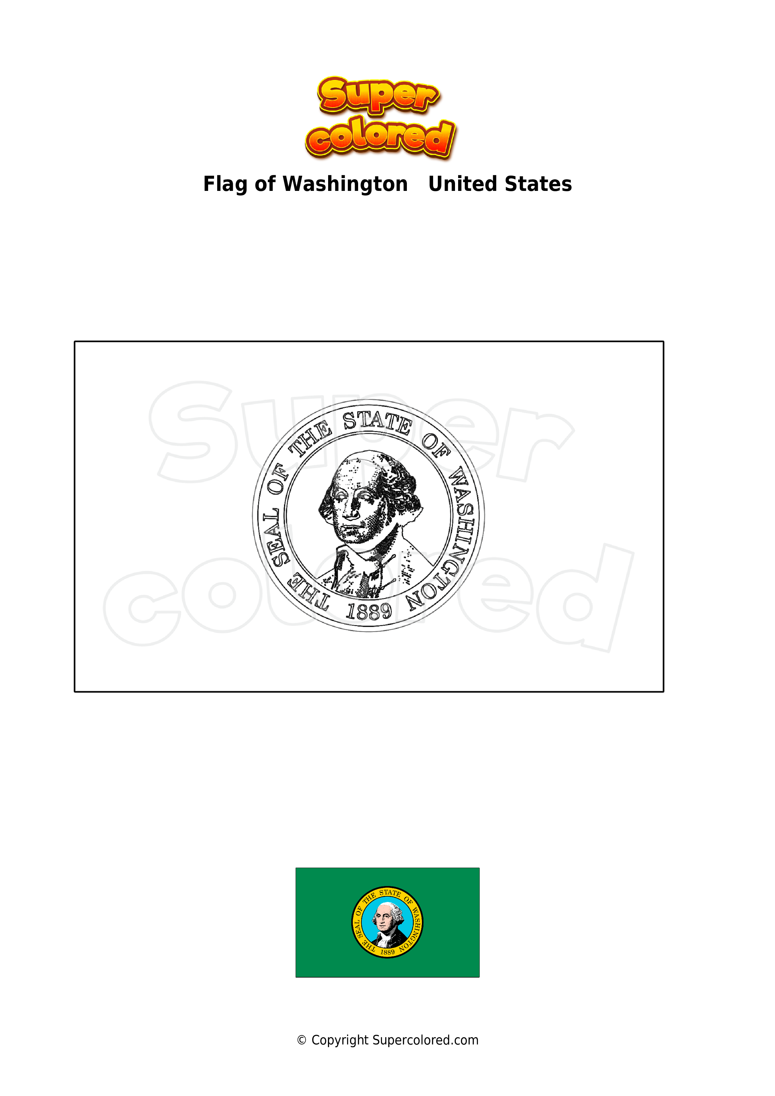 Coloring page flag of washington united states