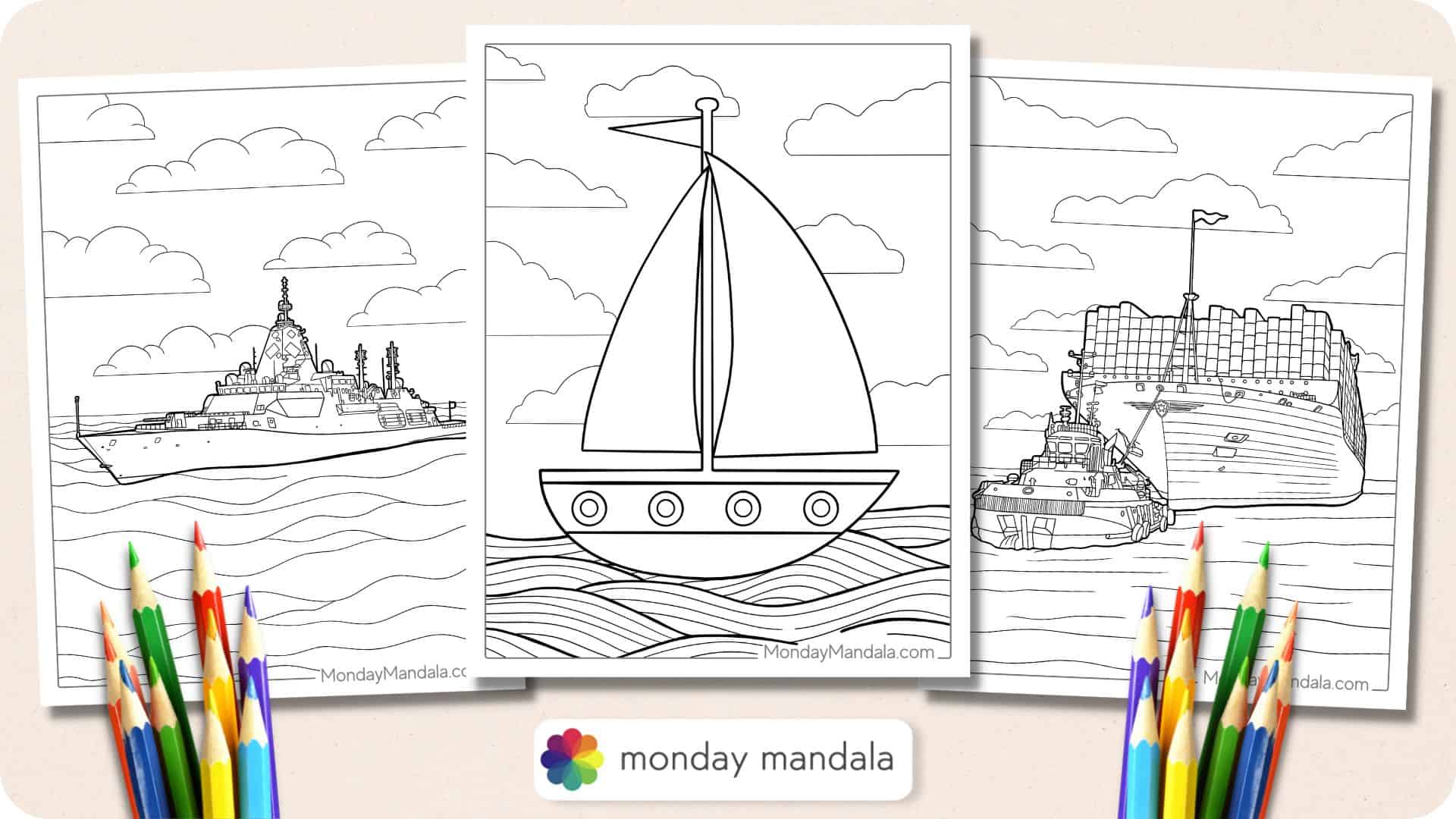 Boat ship coloring pages free pdf printables