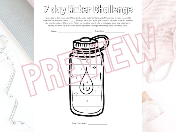 Day water challenge coloring page drink more water challenge water coloring page tracking water drank