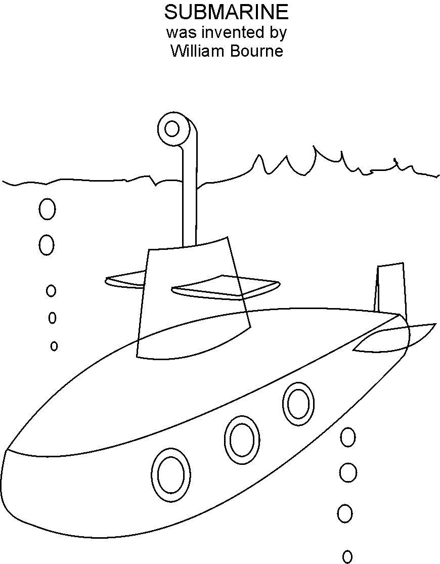 Submarine coloring printable page