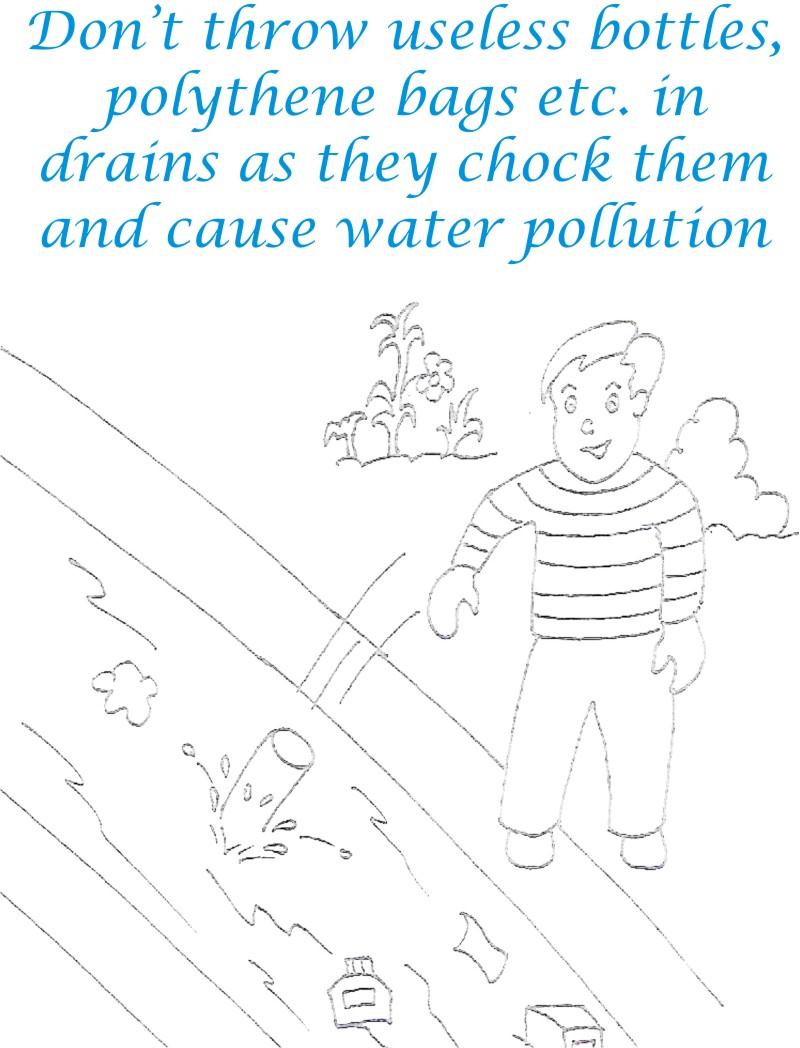 Control water pollution coloring page