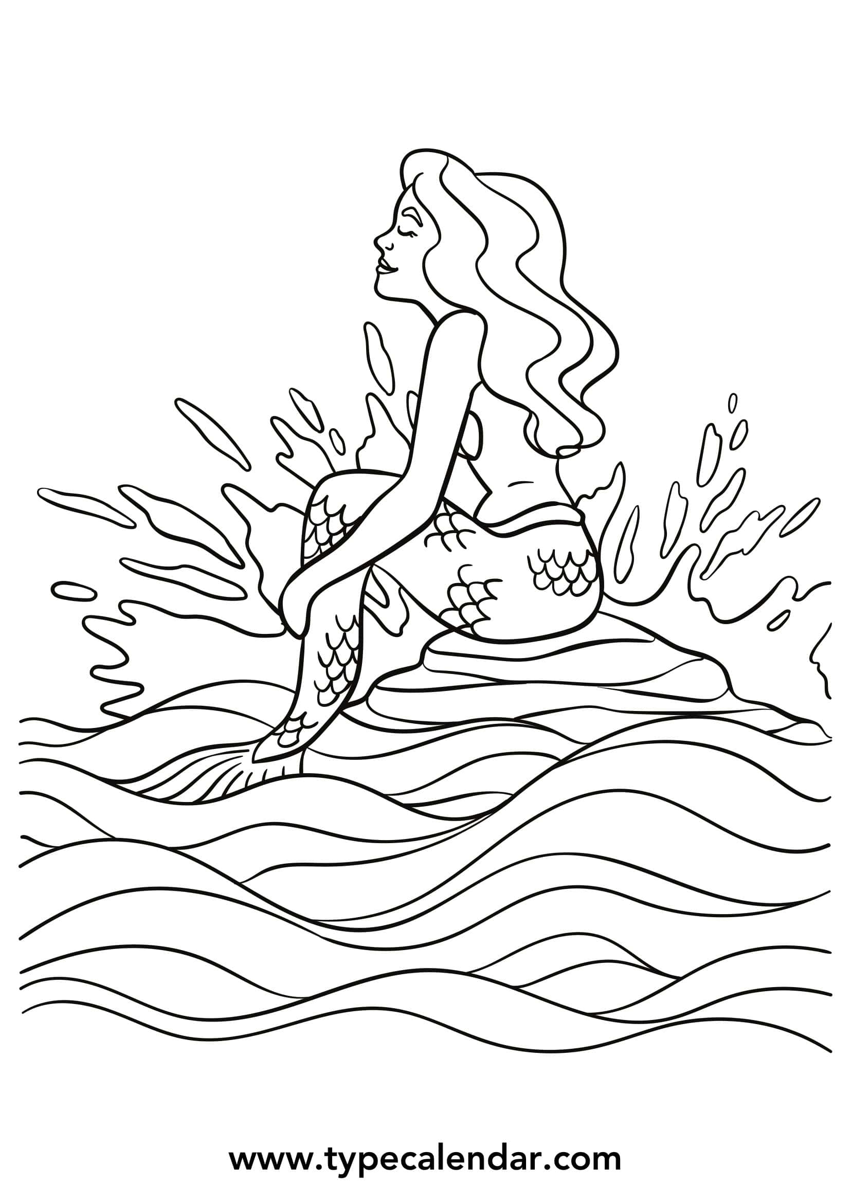 Free printable mermaid coloring pages easy for adults kids online