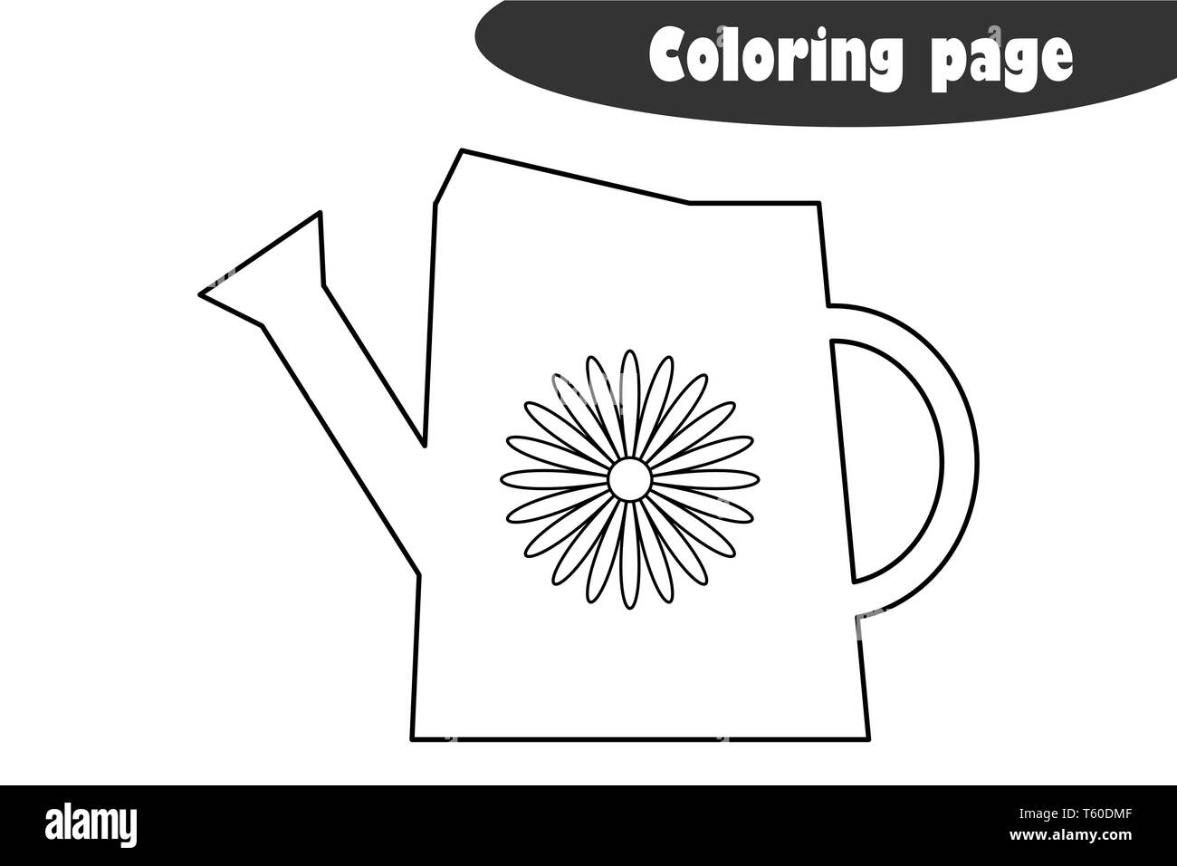 Watering can in cartoon style coloring page spring education paper game for the development of children kids preschool activity printable stock vector image art
