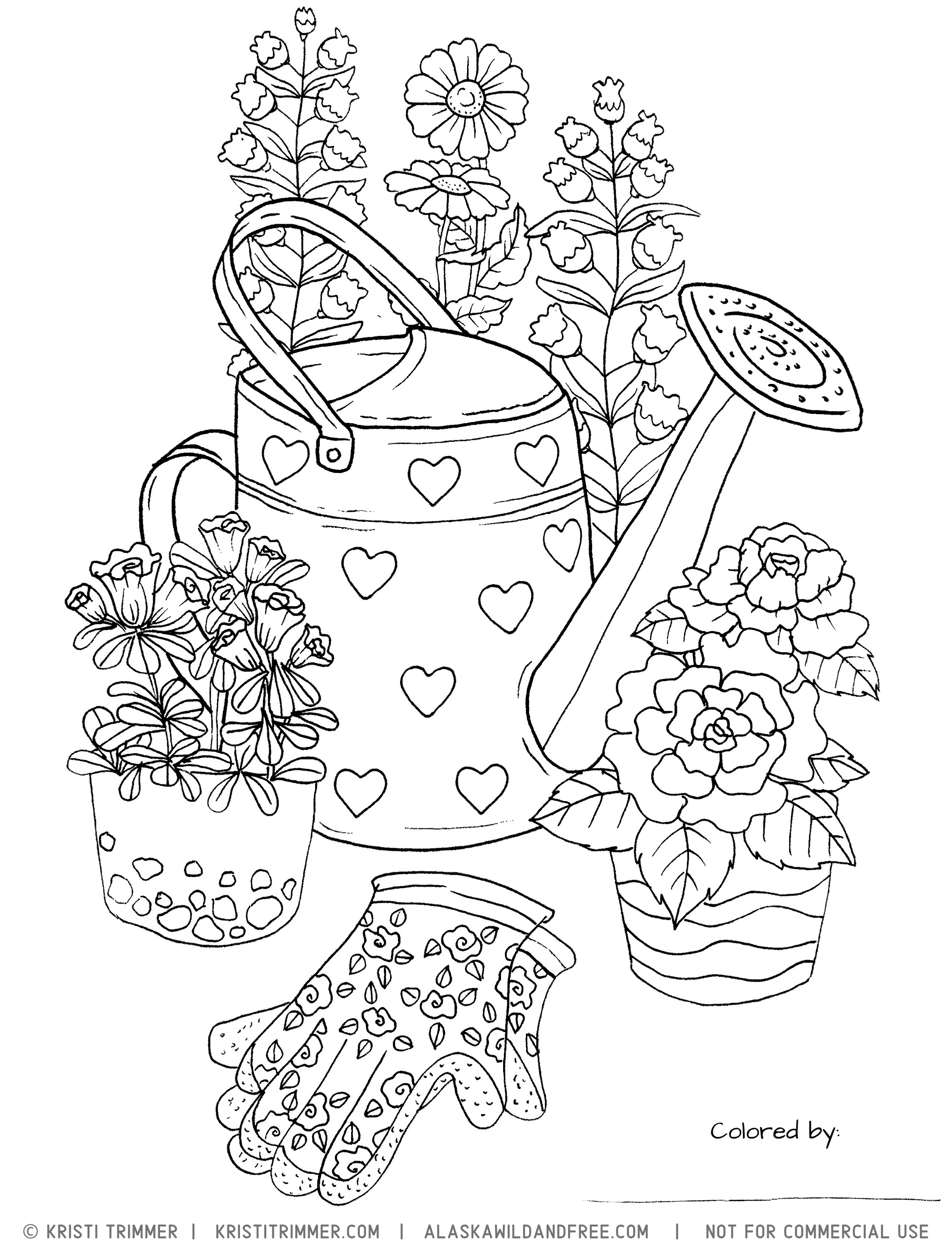 Garden pail coloring sheet