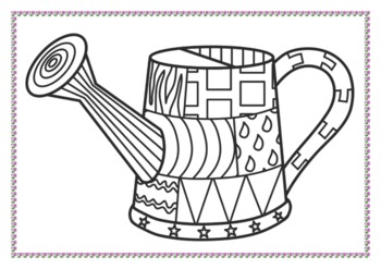 Watering can spring zentangle no prep coloring page by pooley productions