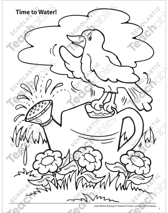 Look whats buzzing coloring page time to water printable coloring pages