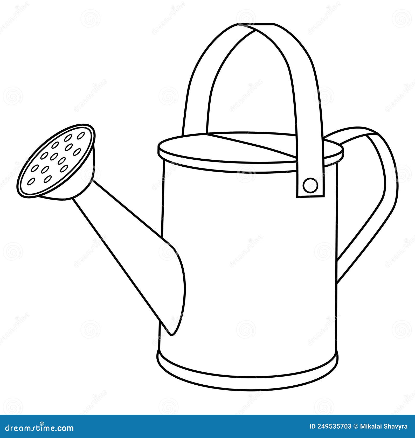 Coloring page with watering can colorless cartoon garden watering can stock vector