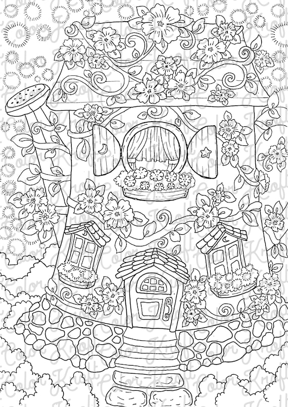 Watering can house of ten coloring page digital download coloring printable coloring page