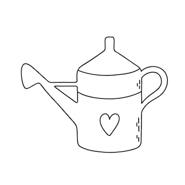 Premium vector outline watering can for garden vector illustration