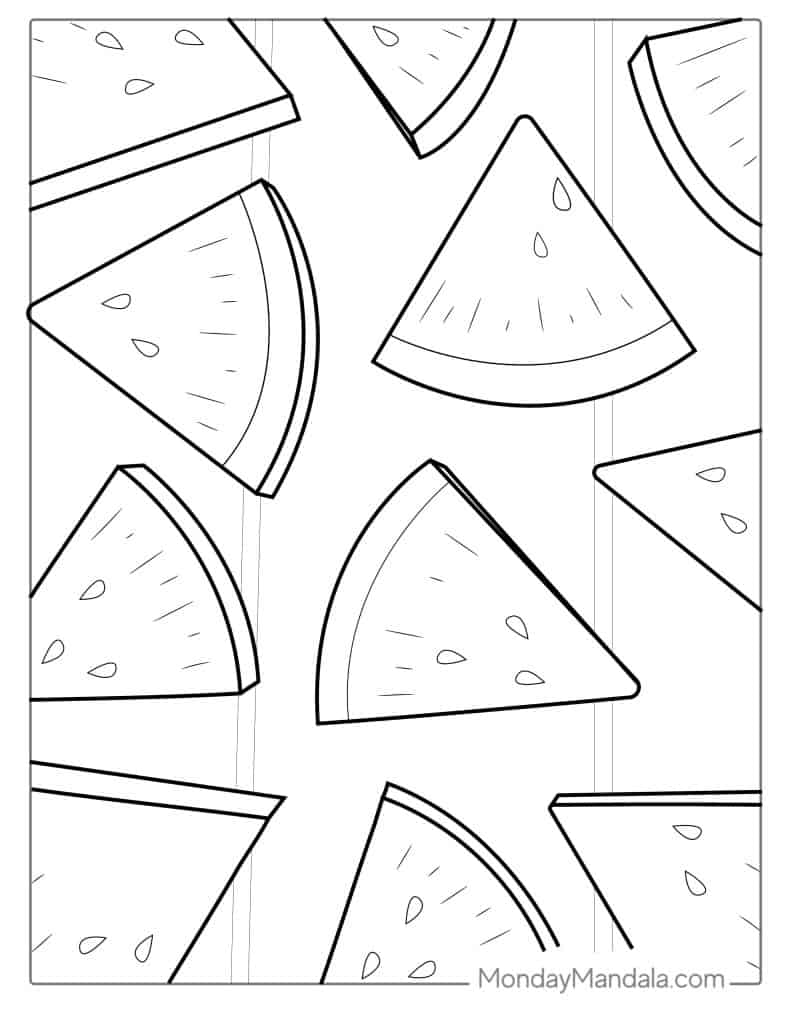 Watermelon coloring pages free pdf printables