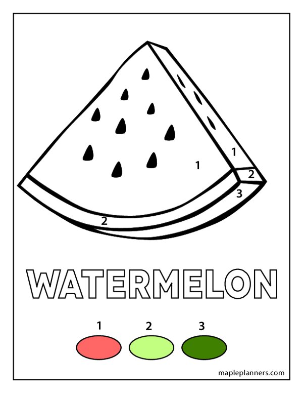 Watermelon color by number