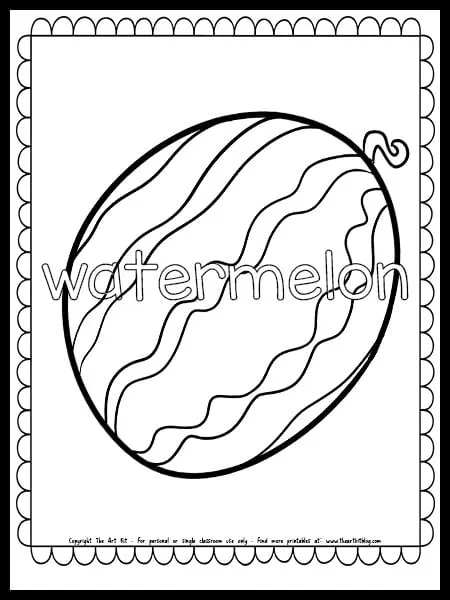 Watermelon coloring page free printable â the art kit