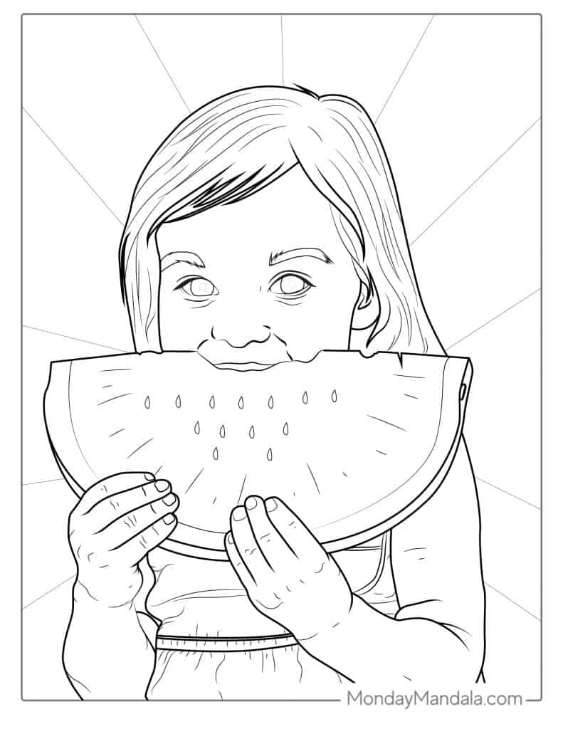 Watermelon coloring pages free pdf printables