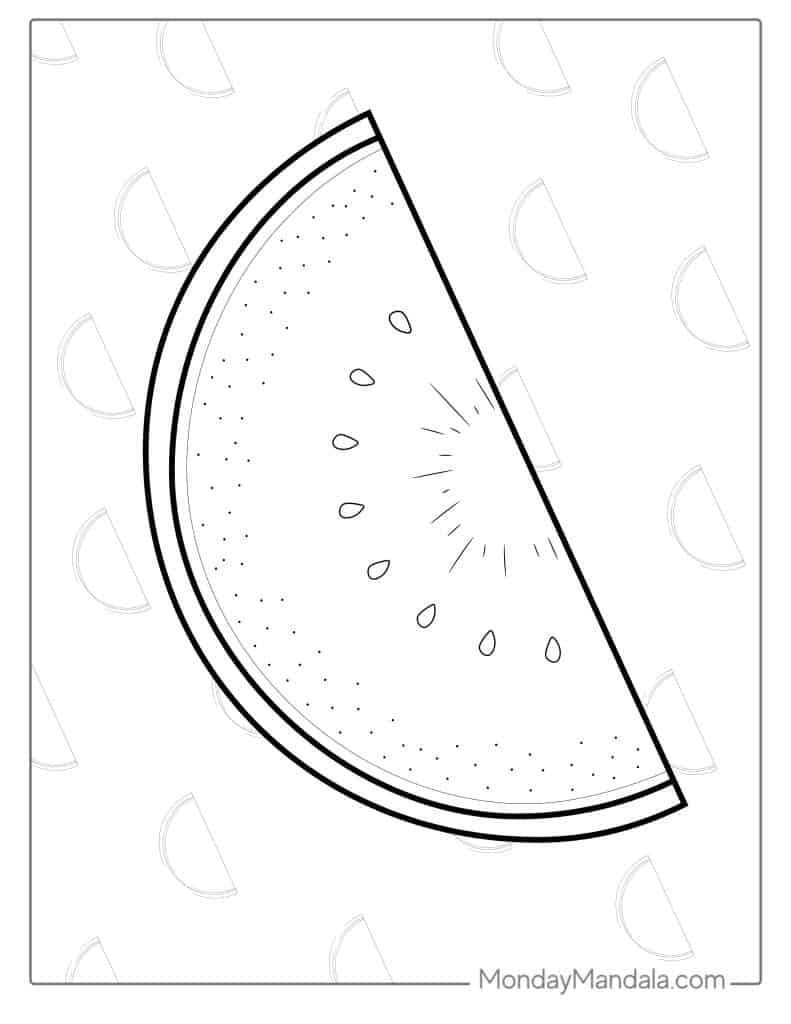 Watermelon coloring pages free pdf printables