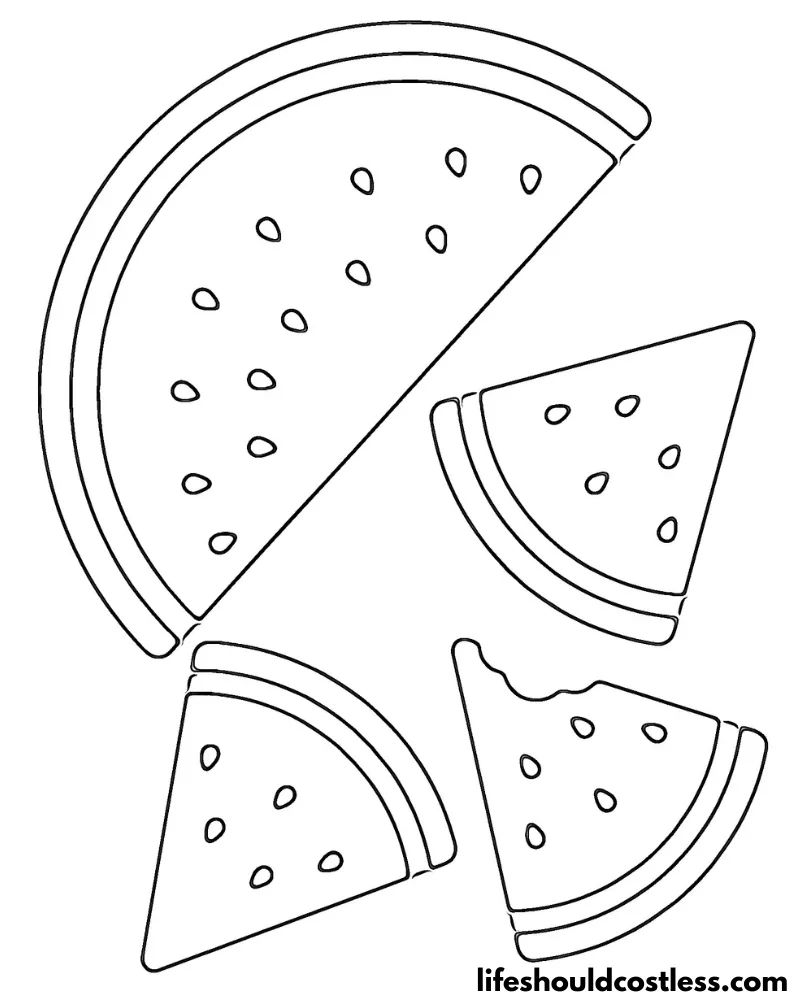 Watermelon coloring pages free printable pdf templates