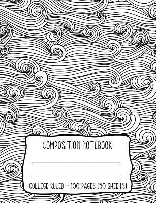 Composition notebook ocean waves water illustration coloring book style cover paperback parnassus books