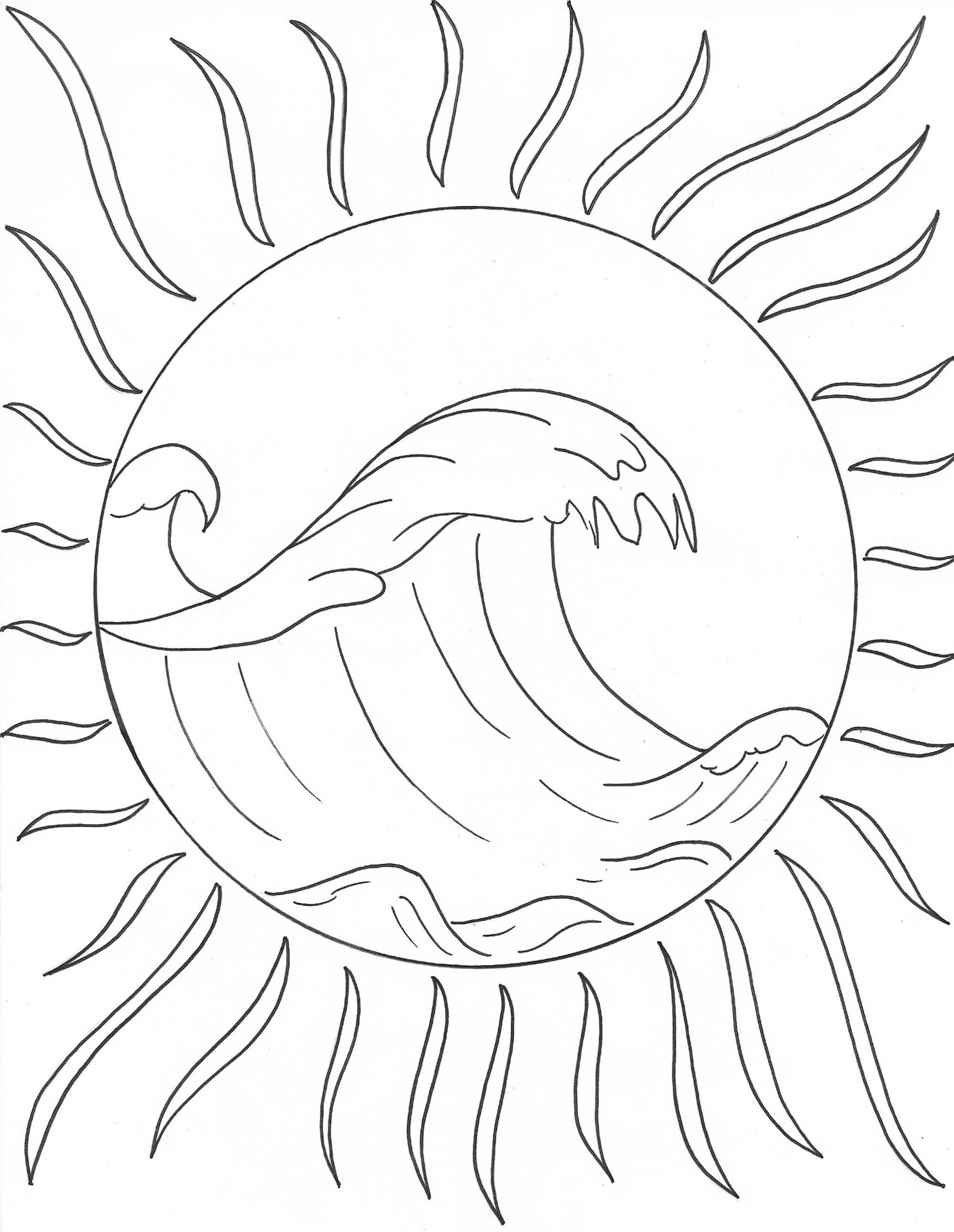 Sun wave digitalprintable coloring page