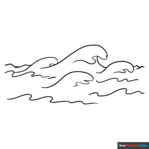 Waves coloring page easy drawing guides