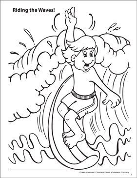 Riding the waves ocean adventure coloring page printable coloring pages