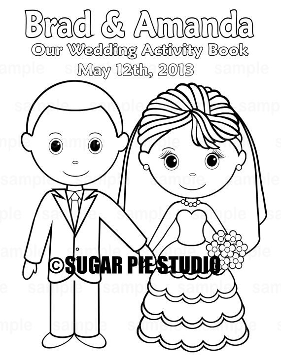 Printable personalized wedding coloring activity book favor kids x pdf or jpeg template