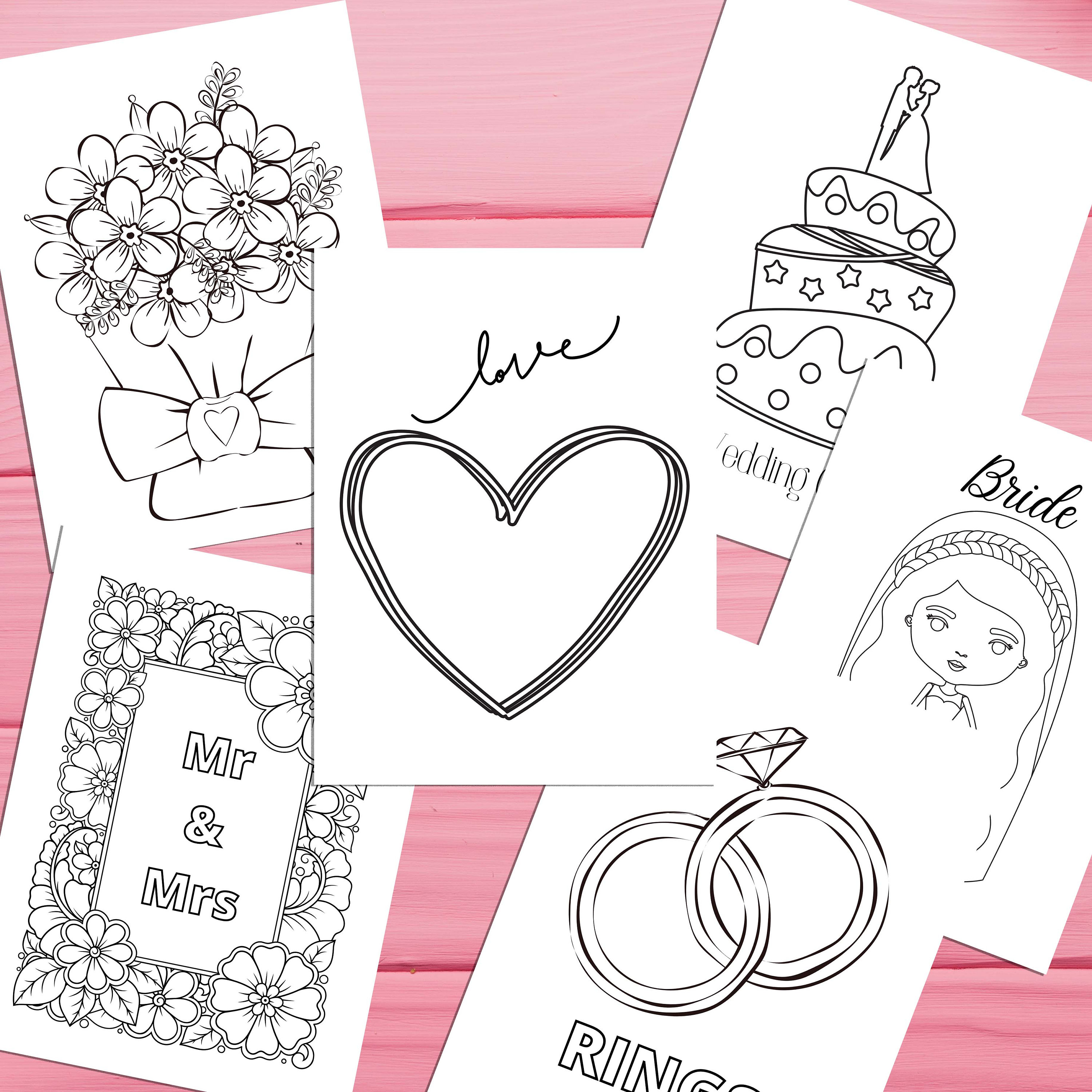 Printable coloring pages for wedding reception includes different pages digital download fun wedding kids activity book kids