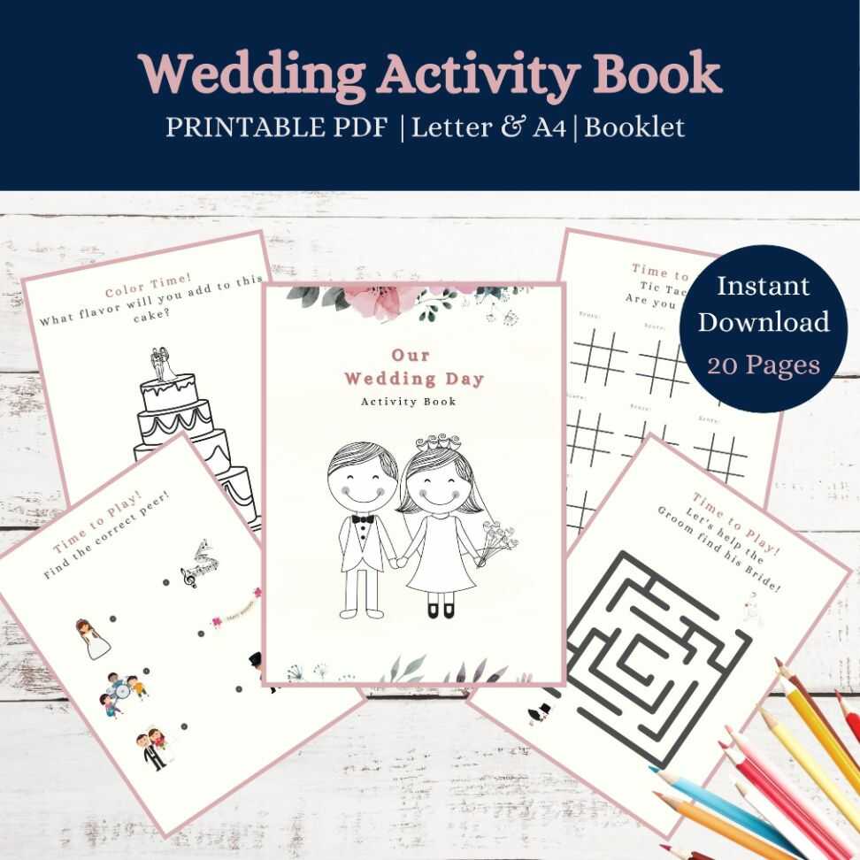 Printable rose gold wedding coloring book for kids